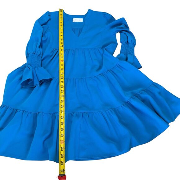 POMANDER PLACE Capri Blue Crepe Kenzo Dress Tuckernuck XS Boho Prairie - Picture 8 of 8